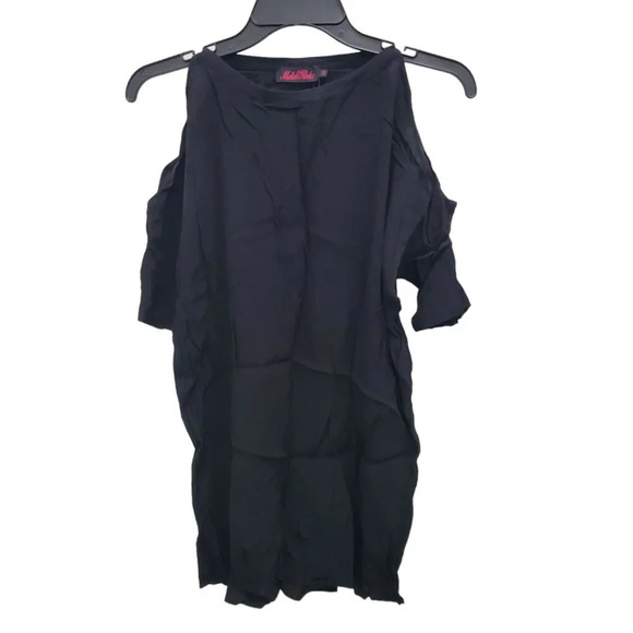 Motel Rocks Women's Black Savannah Cold‎ Shoulder Gauzy Micro Mini Dress NWT S - Picture 1 of 7